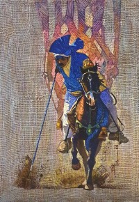 Tariq Mahmood, 24 x 36, Oil on Jute, Buzkashi Painting, AC-TMD-043
